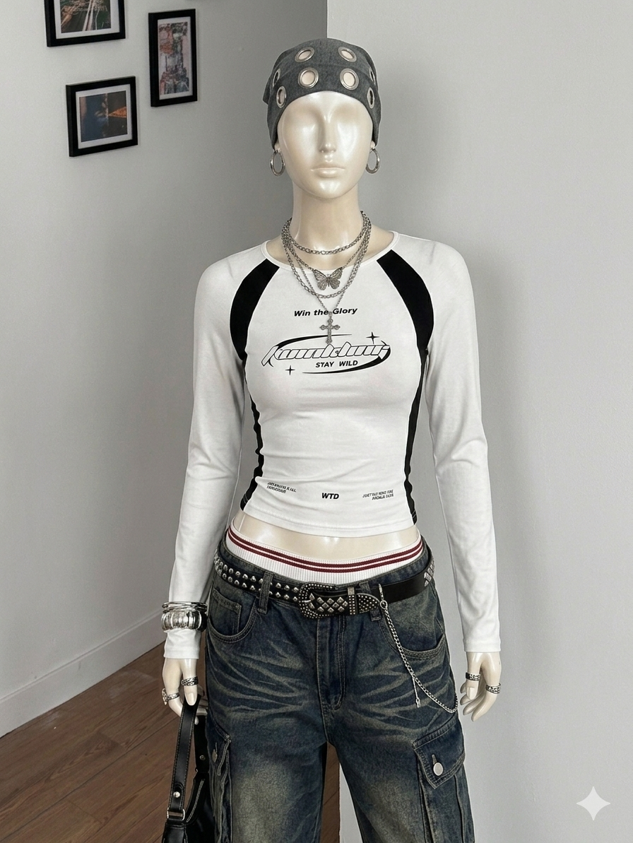 2 Tone Round Fit Stripes Tee Fs Winking Print