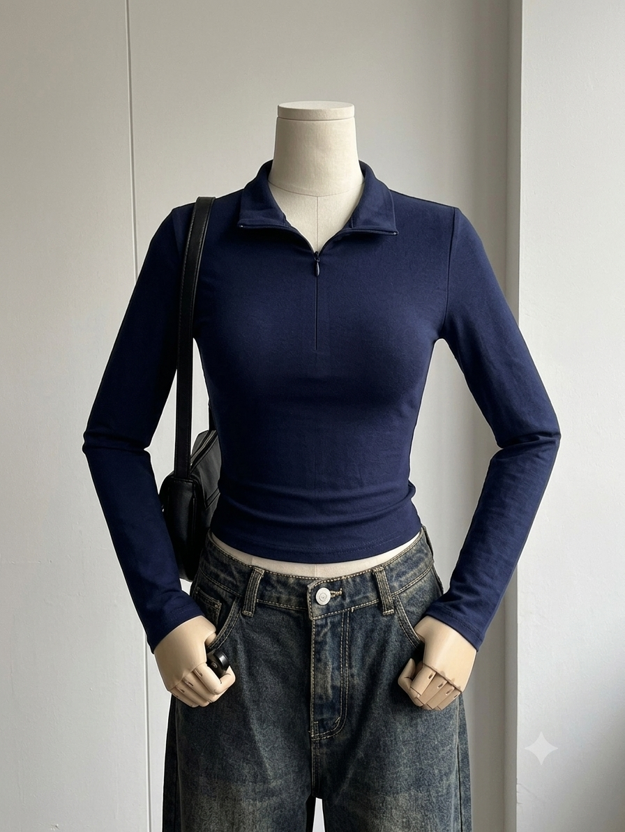 Half Zip Collar Tee Fs
