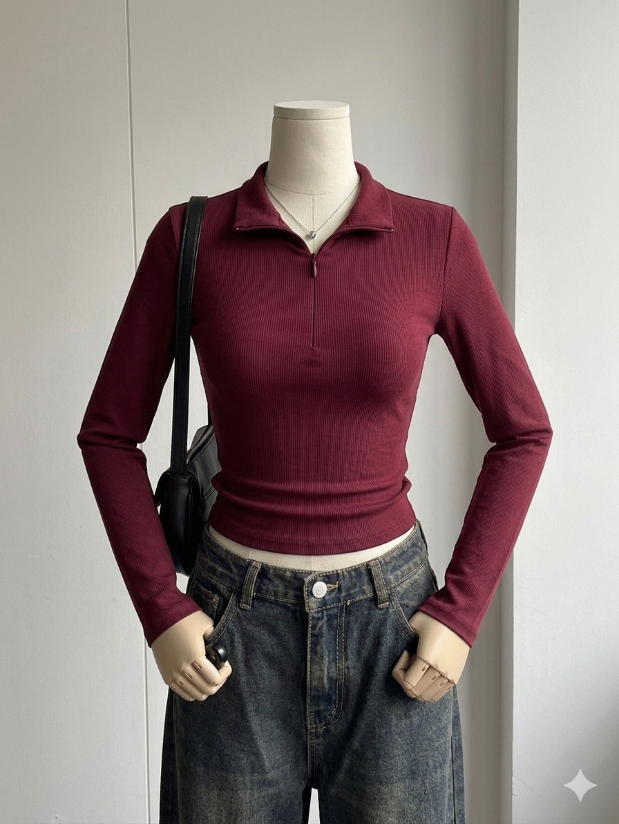 Half Zip Collar Tee Fs