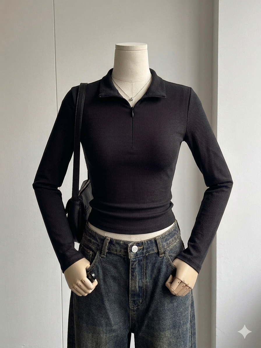Half Zip Collar Tee Fs