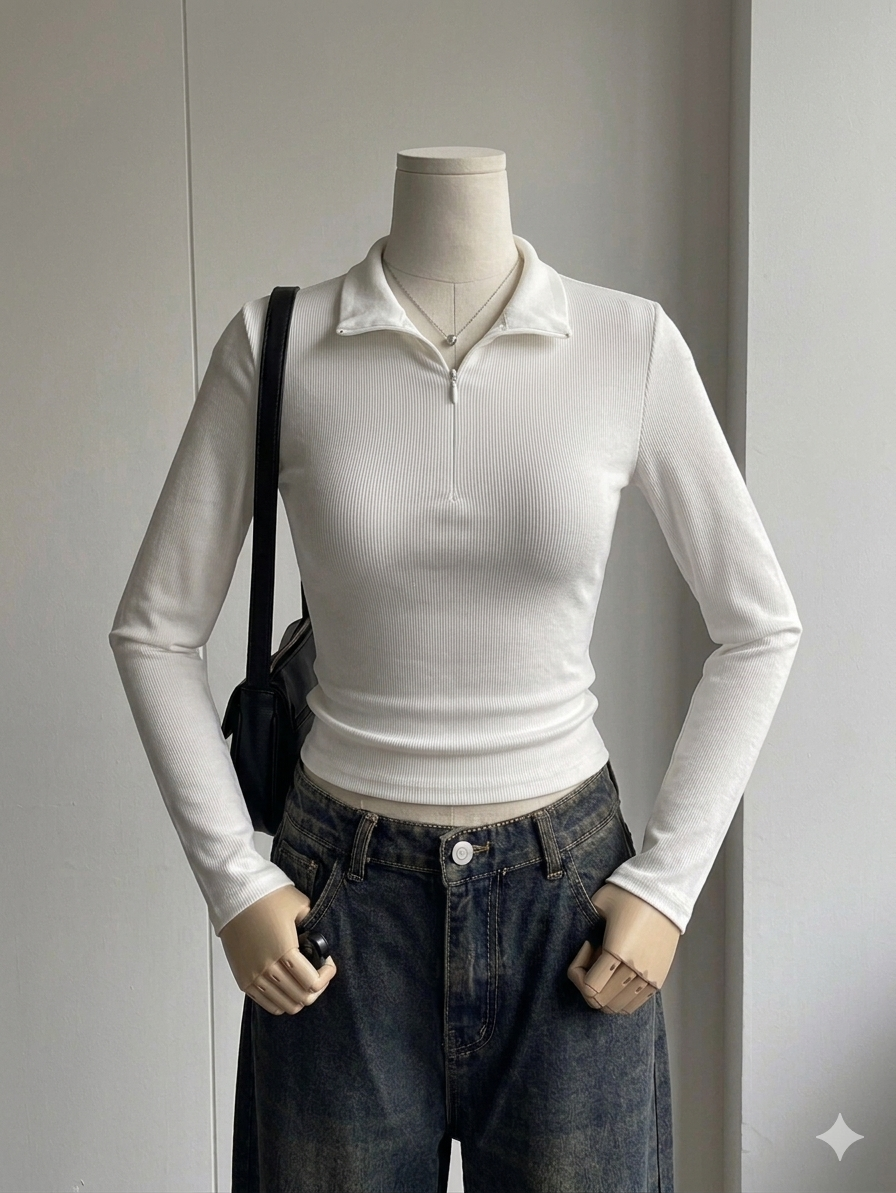 Half Zip Collar Tee Fs