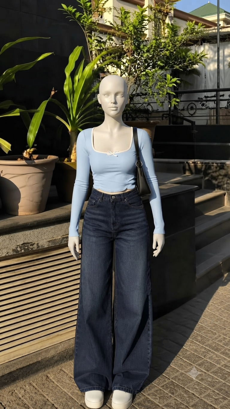 Scoop Neck Contrast Bow FS