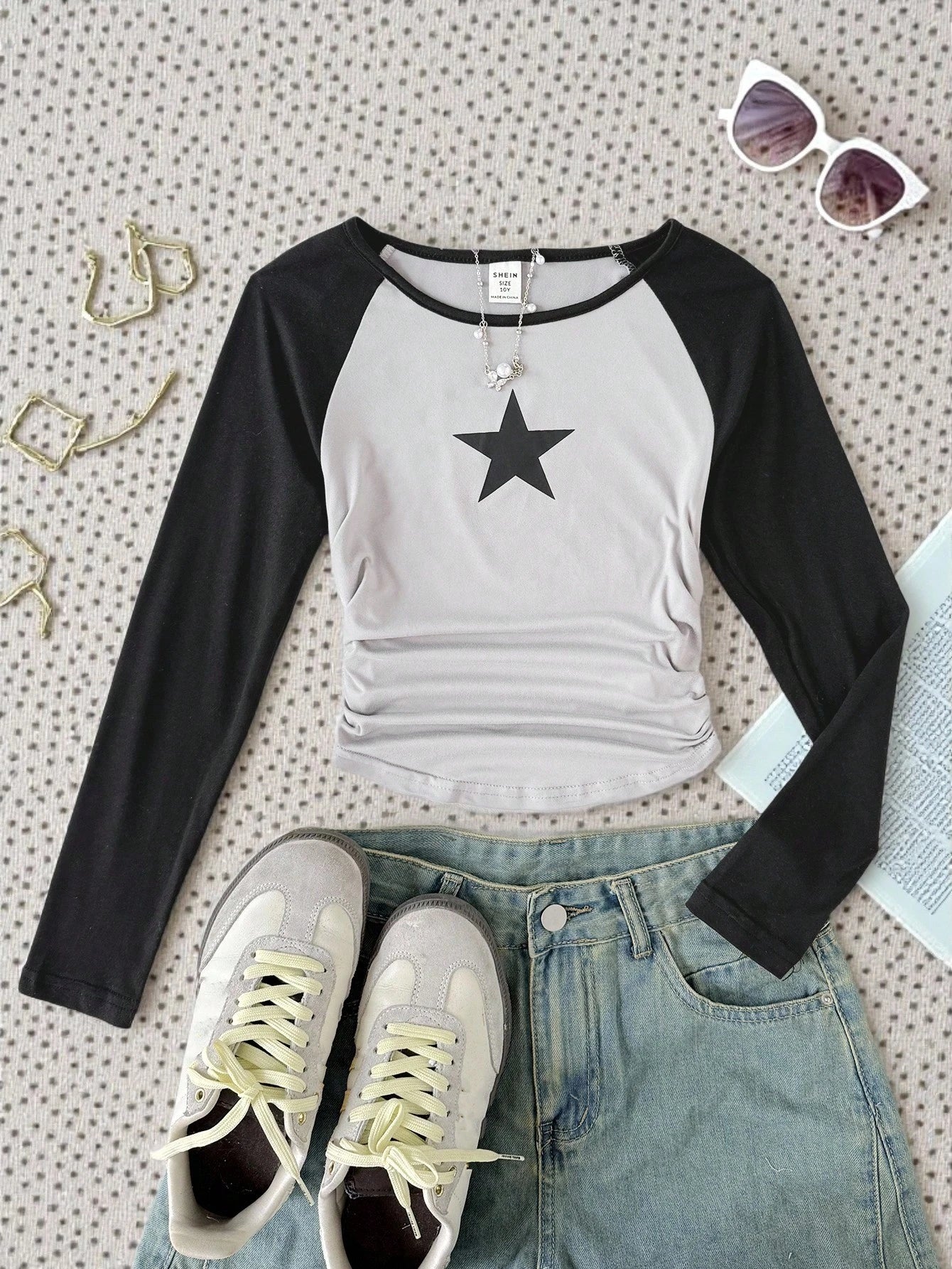 Star Print Reglan Tee Fs