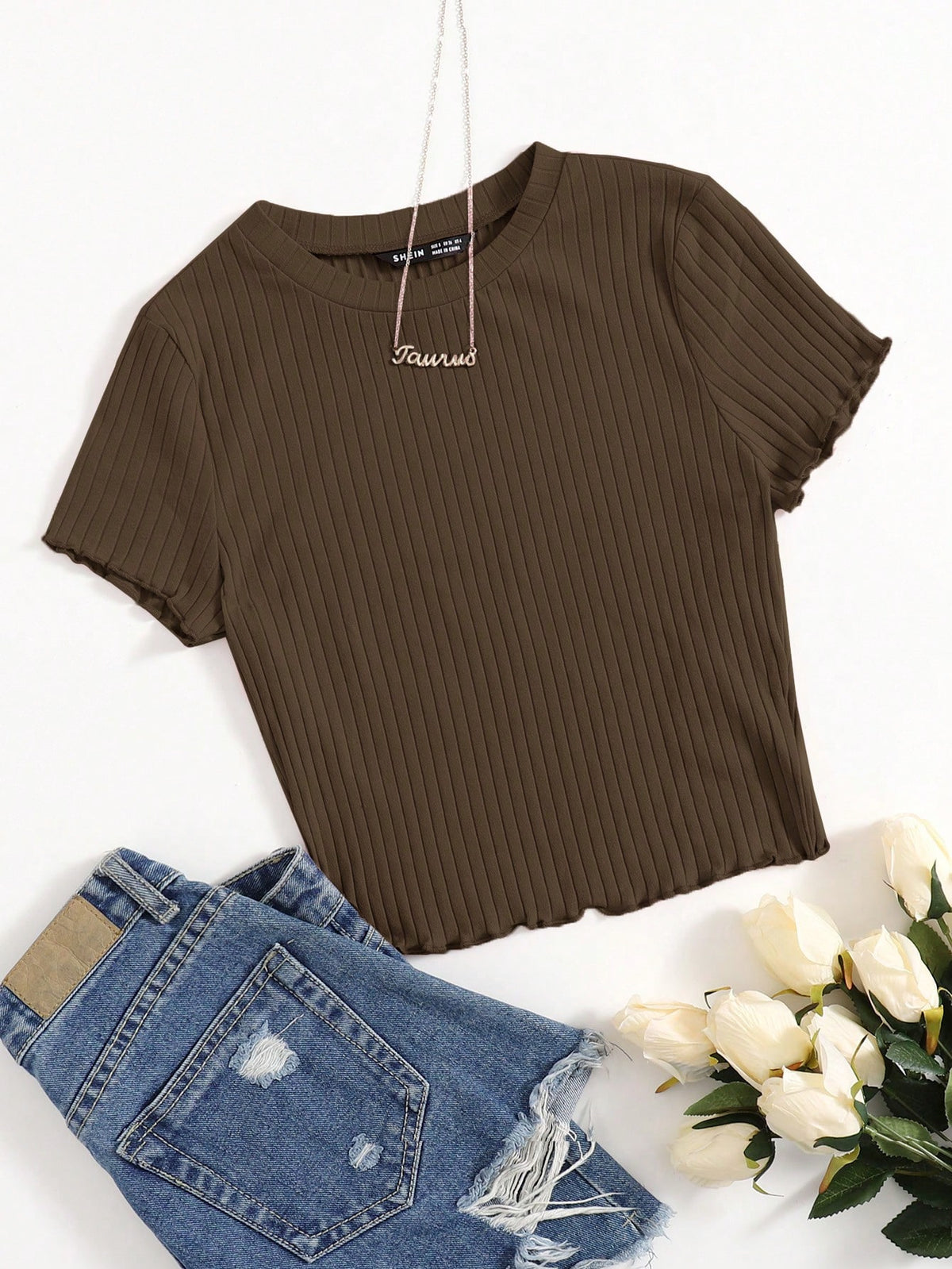 Round neck lettuce tee hs