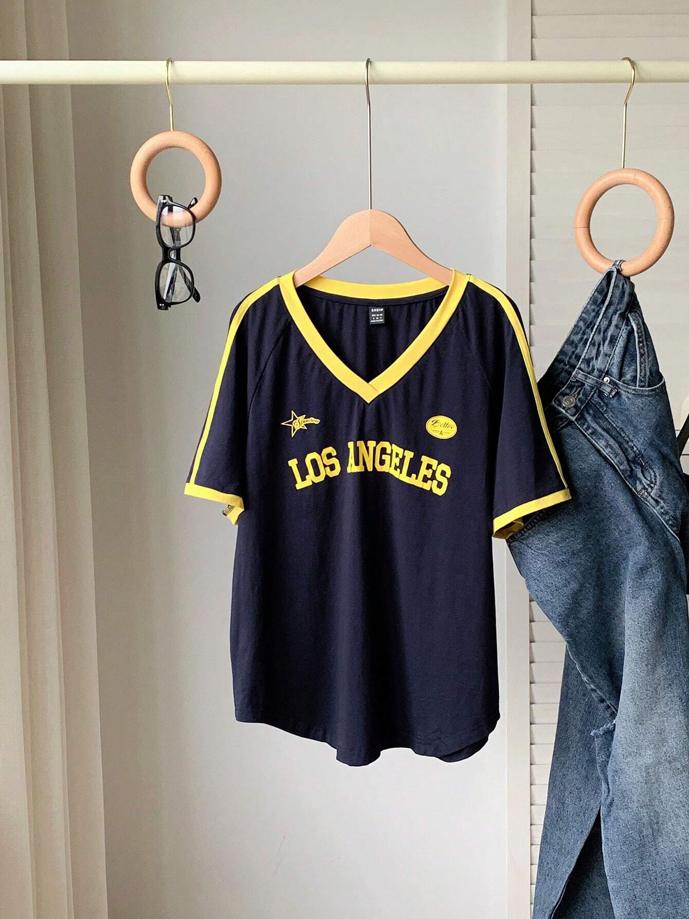 Navy/Yellow LA Oversized Tee