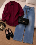 Button Down Shirt With Wide Leg Jeans