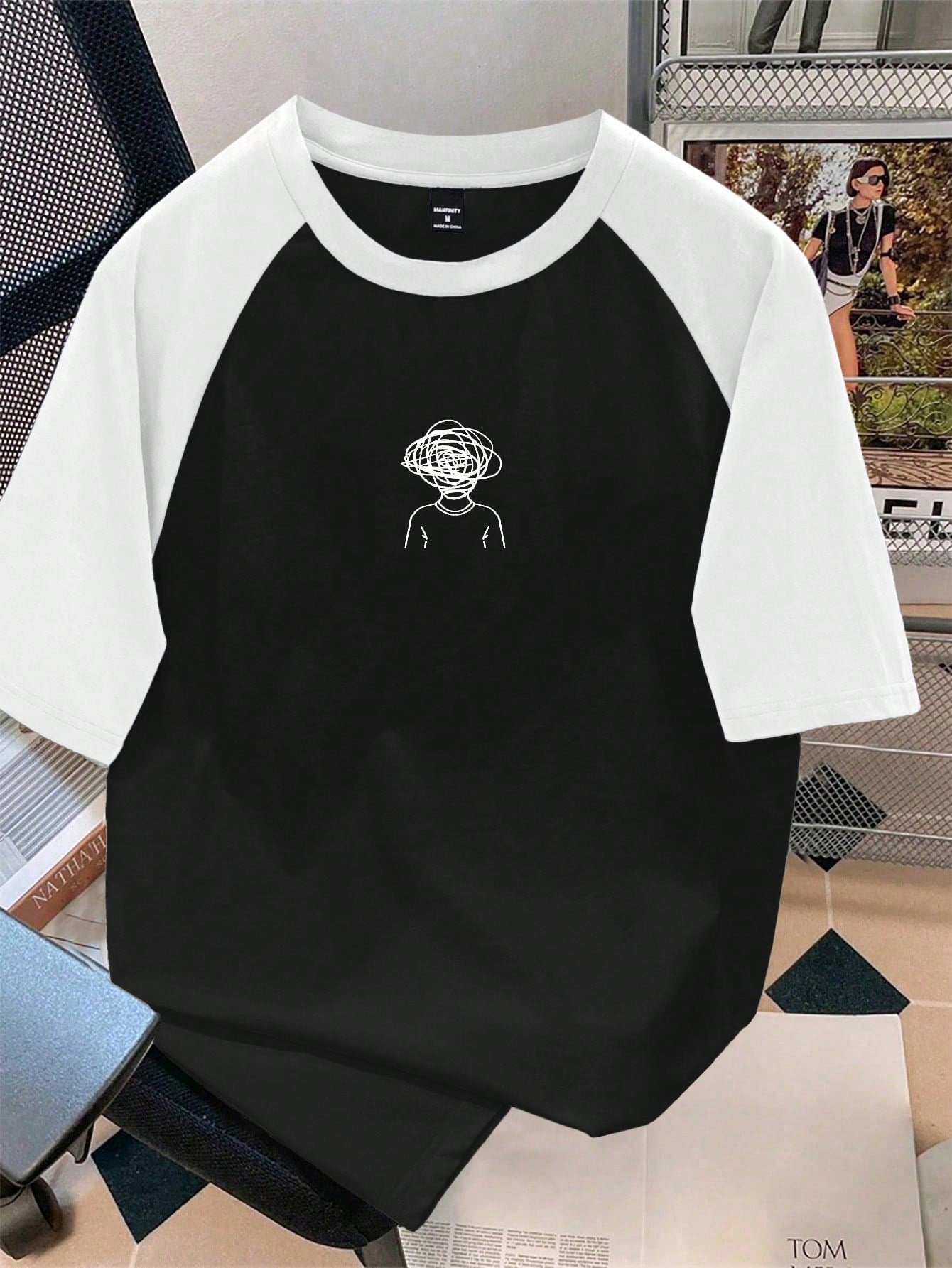 Reglan Oversized Tee HS (Scribble Face Print)