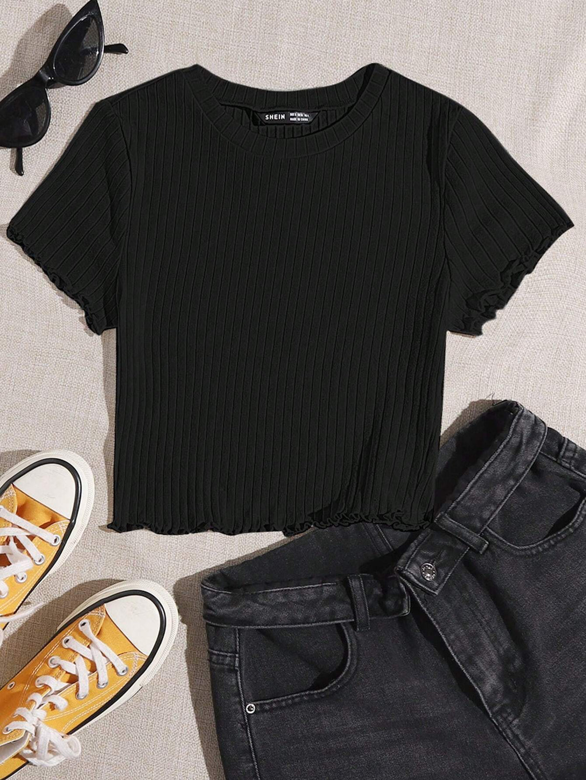 Round neck lettuce tee hs