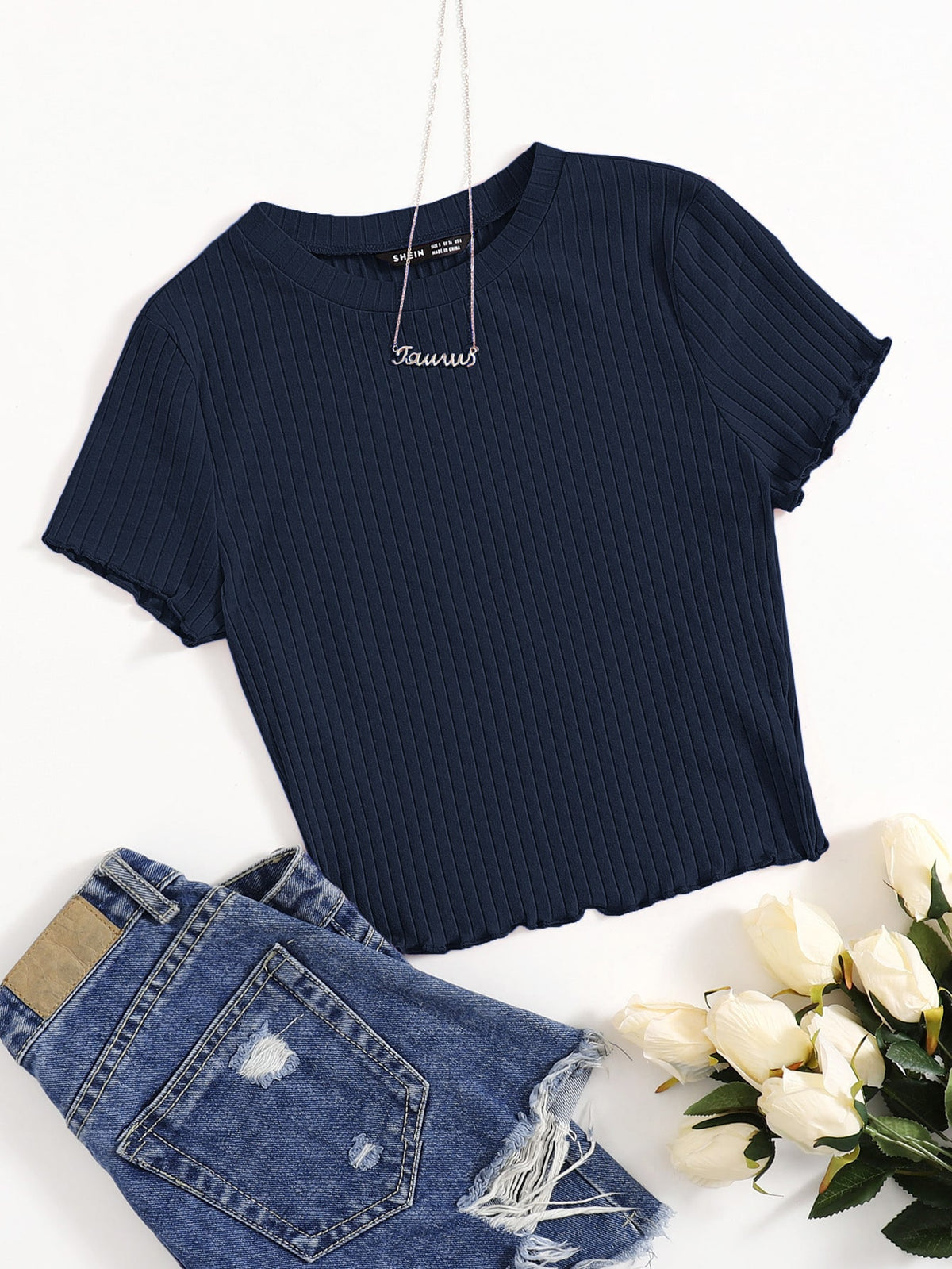 Round neck lettuce tee hs