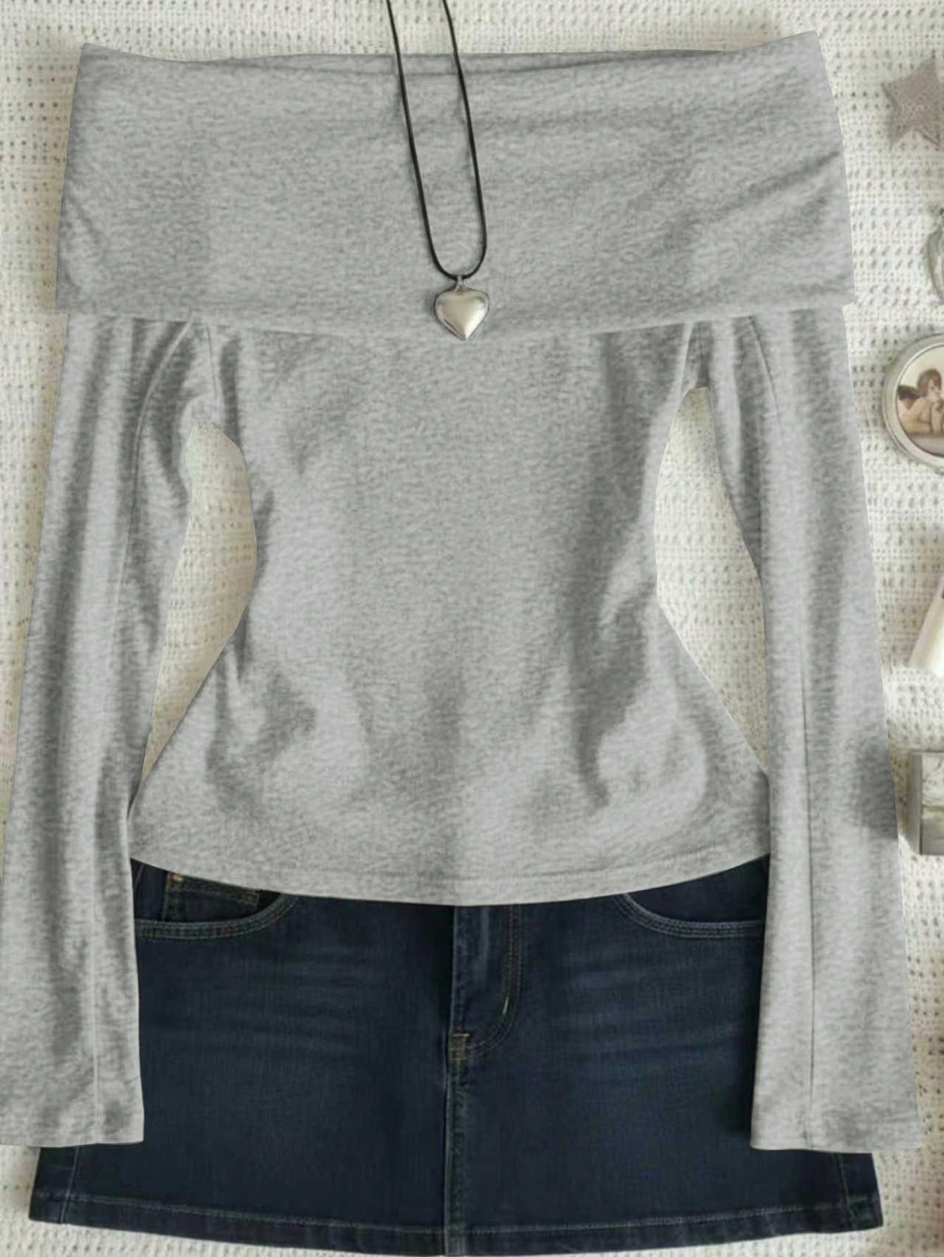 Fold Over Off Shoulder Tee Fs