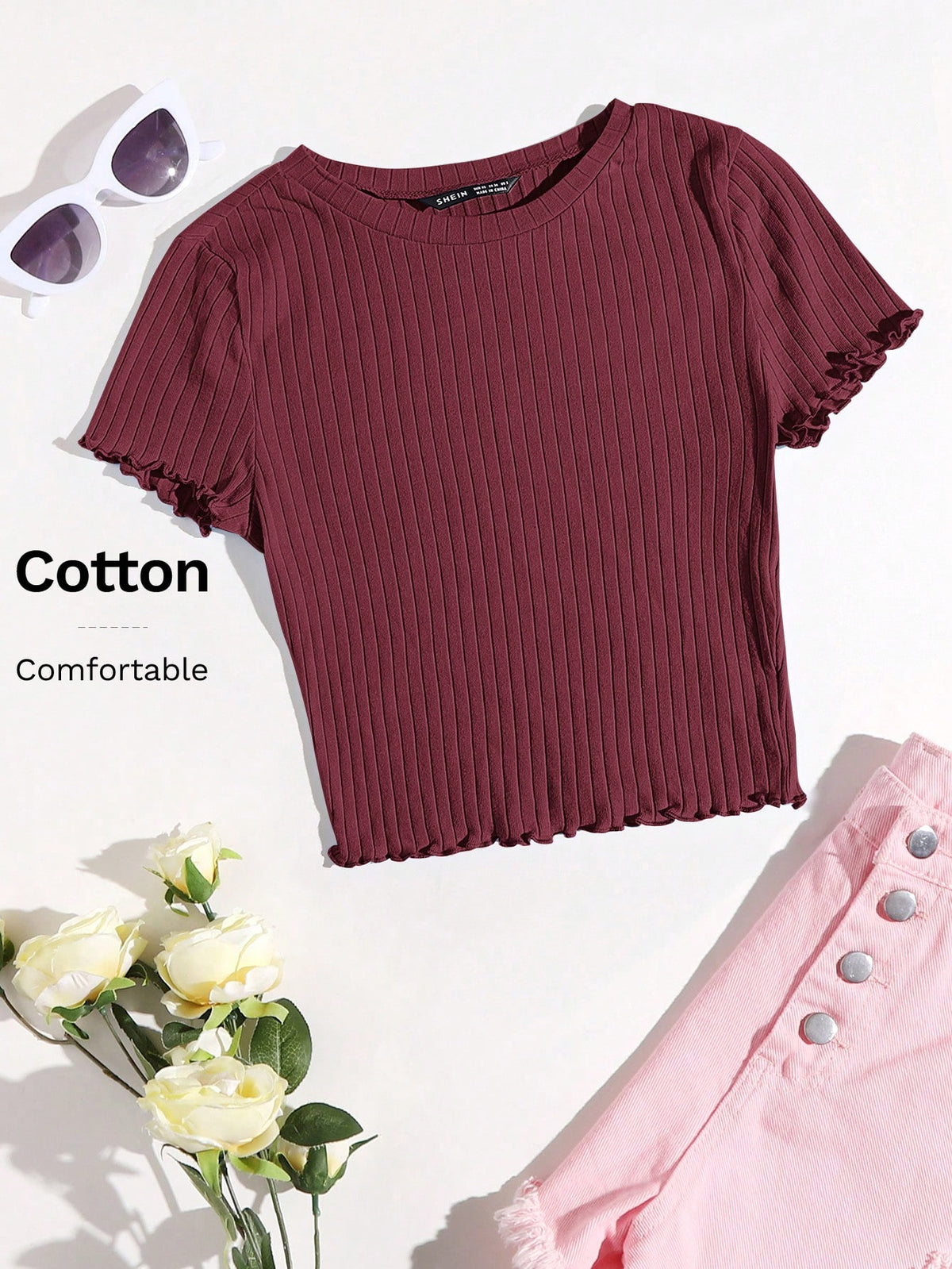 Round neck lettuce tee hs