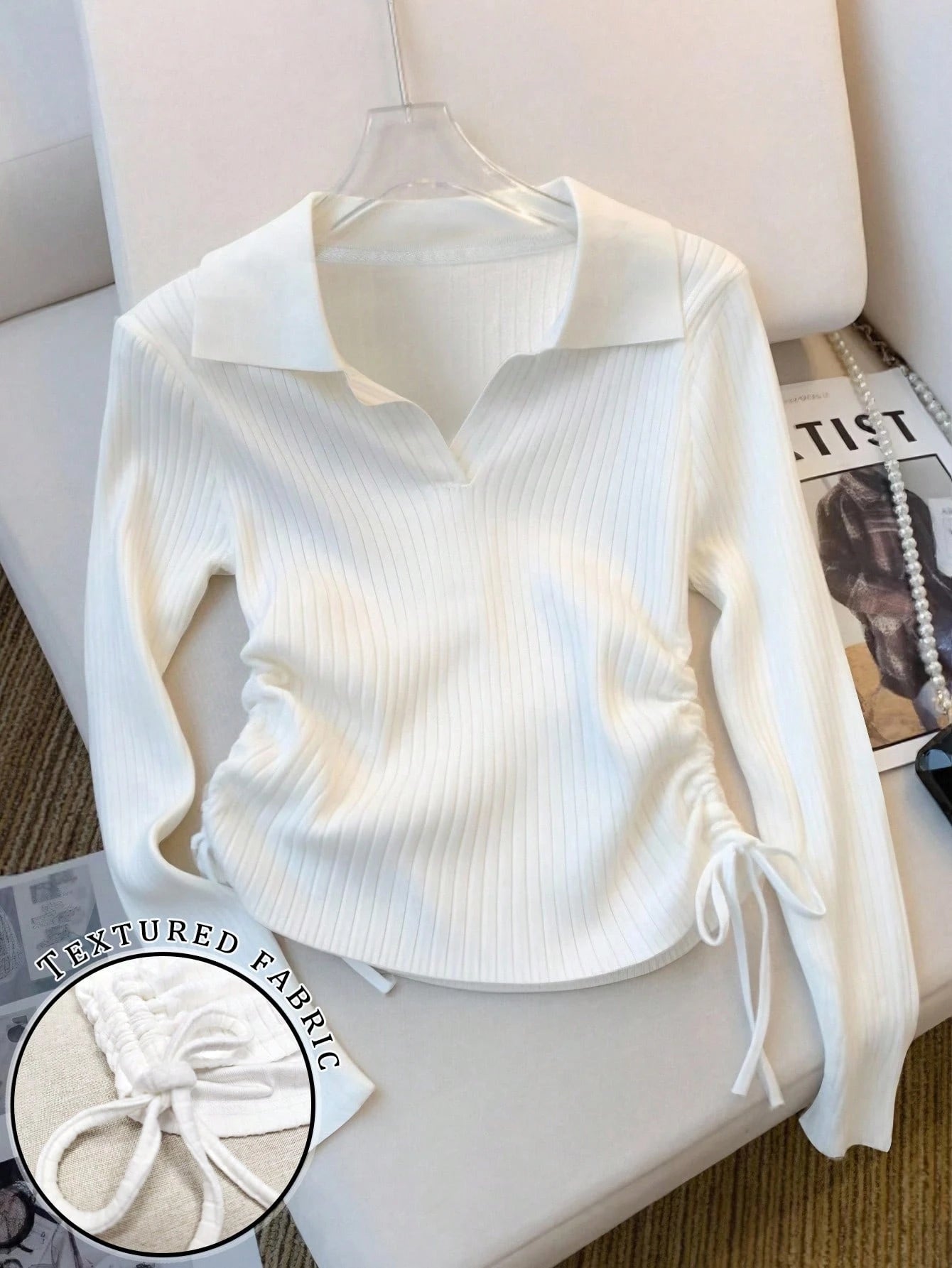 Rib V Polo Side Ruched FS