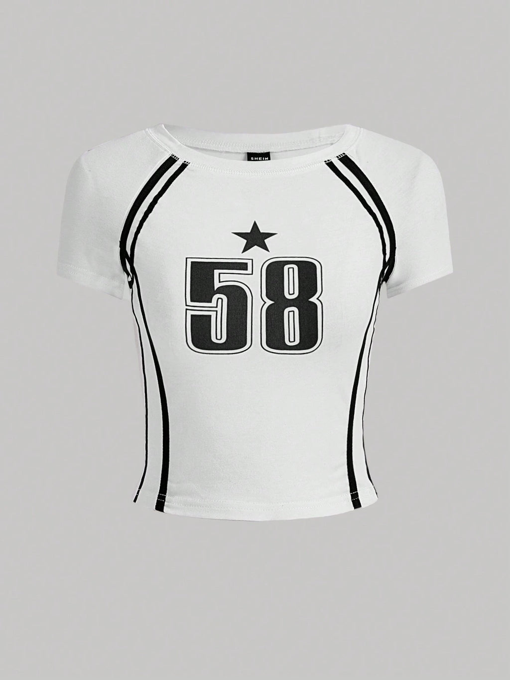 Round Neck Stripes Tee 58 Star Print