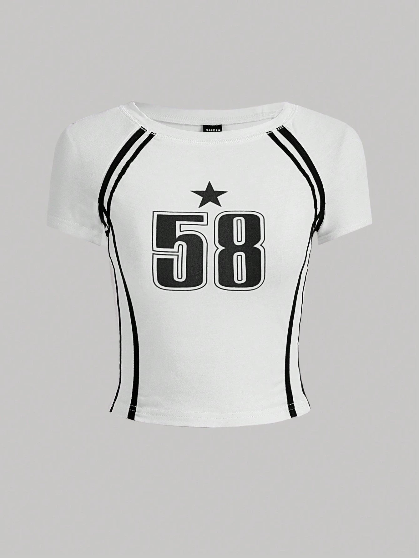 Round Neck Stripes Tee 58 Star Print