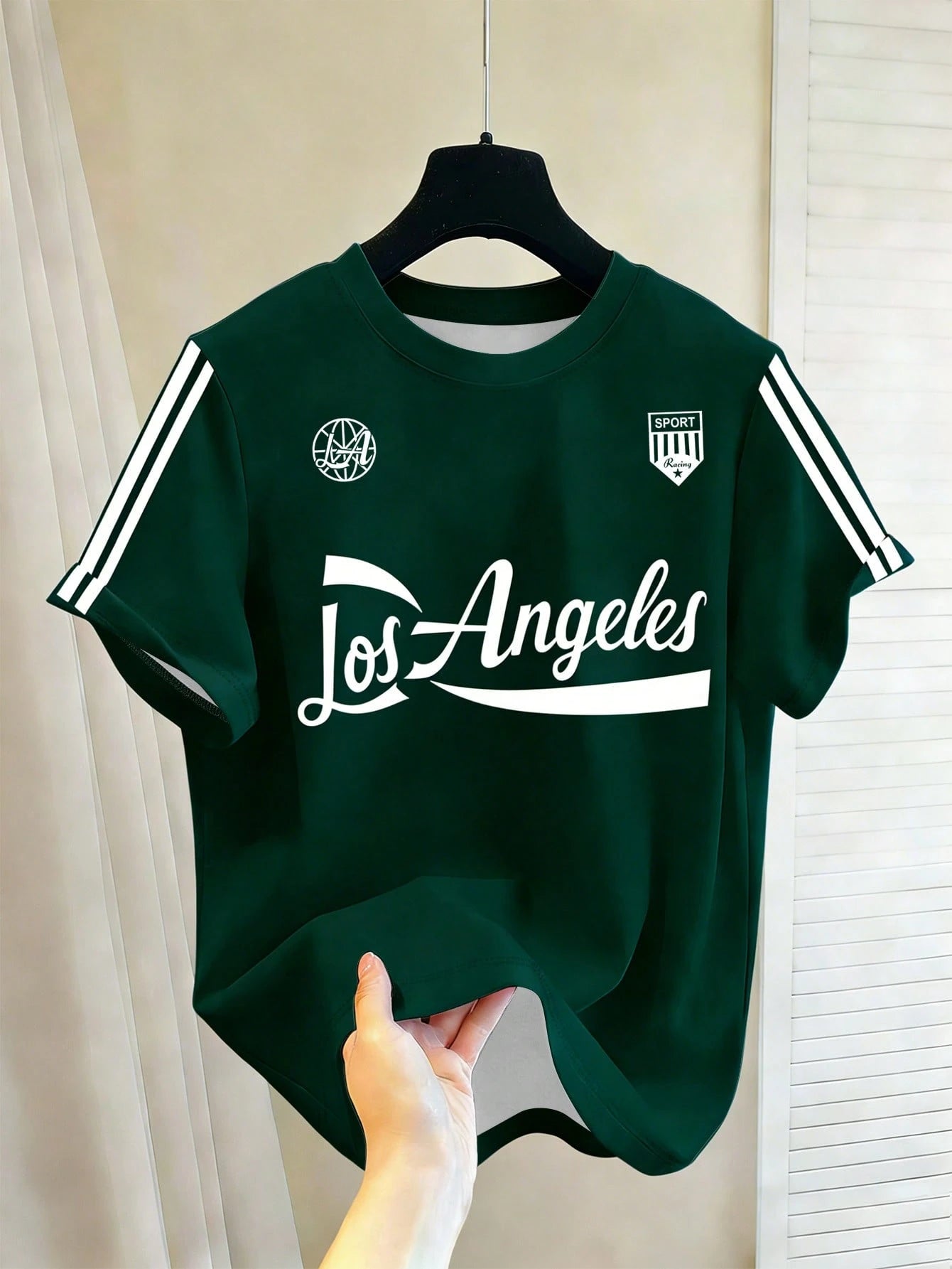 Round Neck Stripes Oversized Tee J HS Printed LA