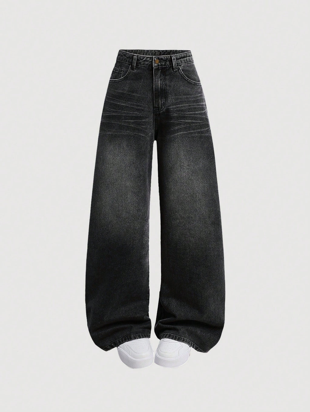 Faded Wide-Leg Jeans