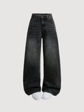 Faded Wide-Leg Jeans