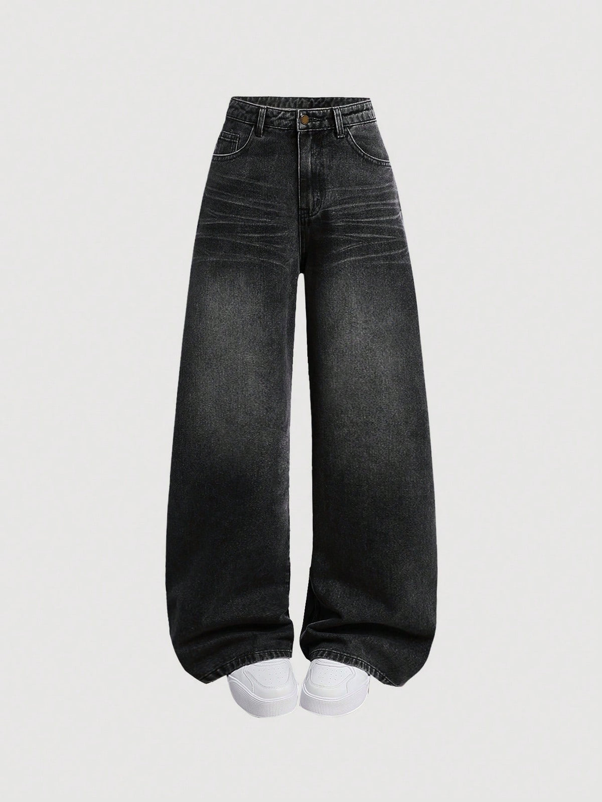 Faded Wide-Leg Jeans