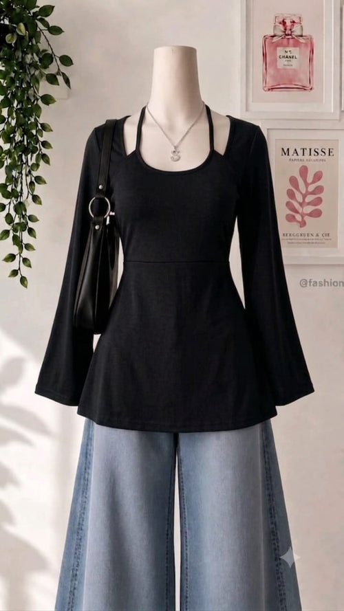 Dual Strap Flare Sleeves Top