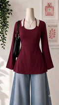 Dual Strap Flare Sleeves Top